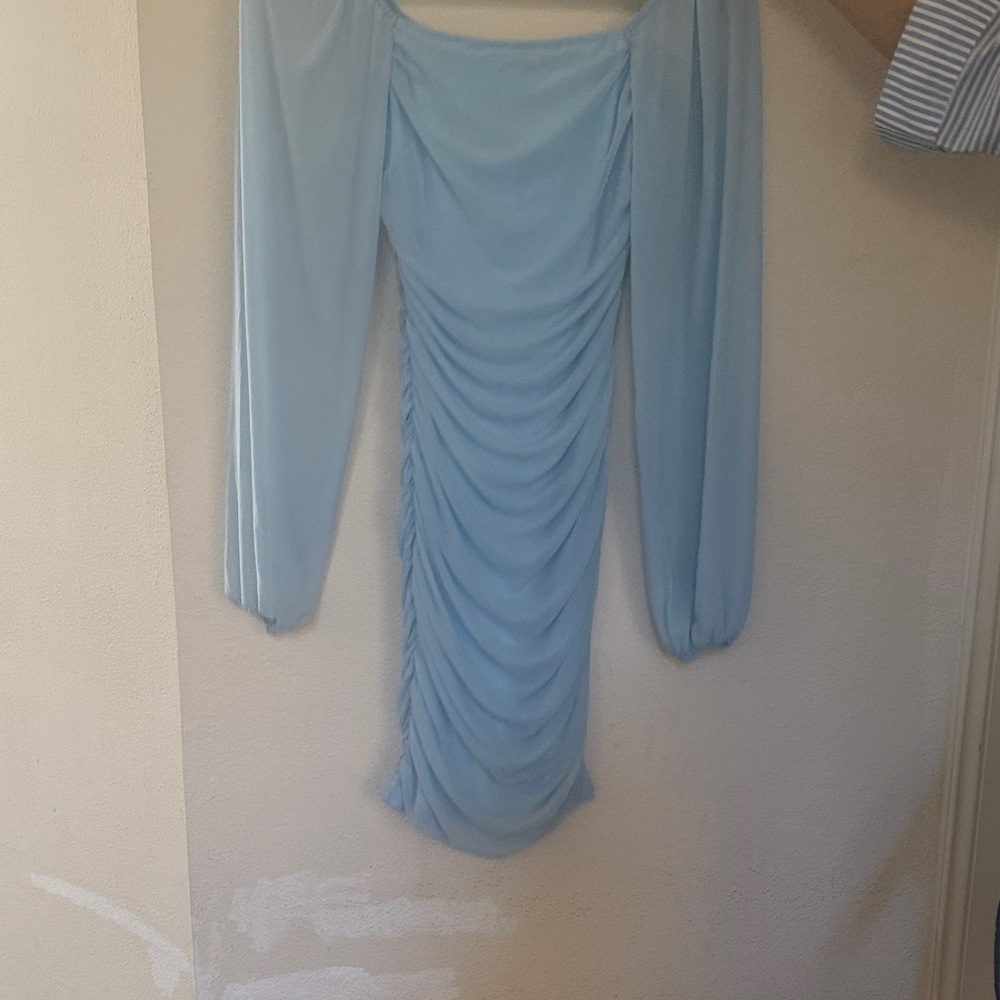 Light Blue Mini Long Sleeve Dress